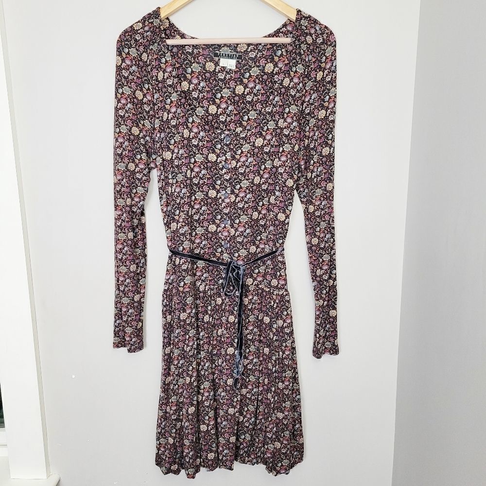 Peruvian Connection Floral Bubble Hem Dress Large